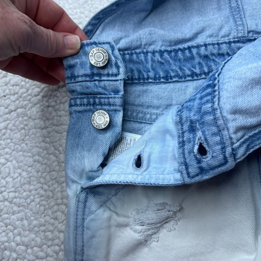 Gap Kids Denim Faded Bleached Short Overalls Small - Picture 4 of 11